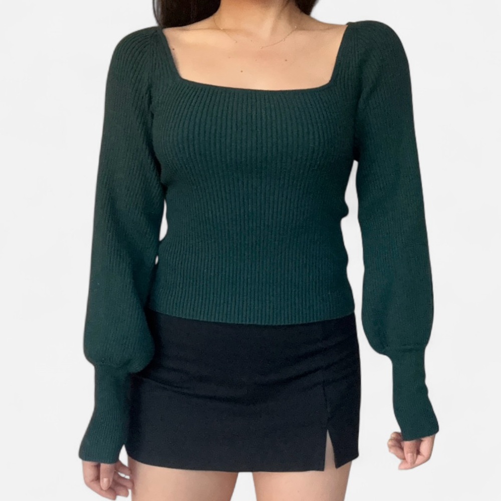 Oak and Fort Dark Green Ribbed Sweater
